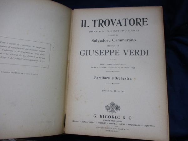 洋書 楽譜 ヴェルディ/イル・トロヴァトーレ/ verdi il trovatore