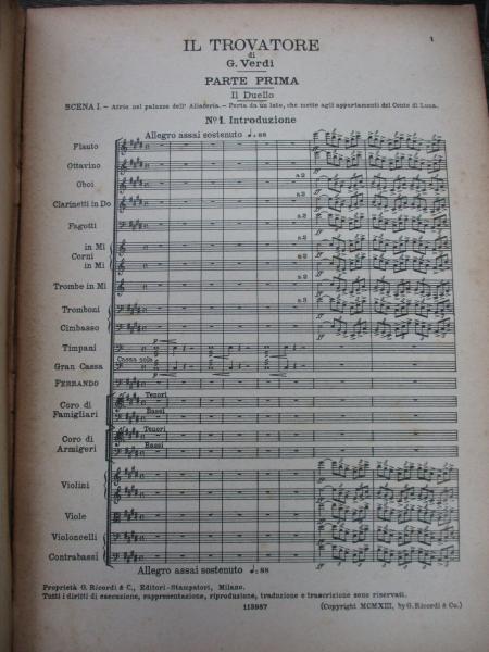 洋書 楽譜 ヴェルディ/イル・トロヴァトーレ/ verdi il trovatore