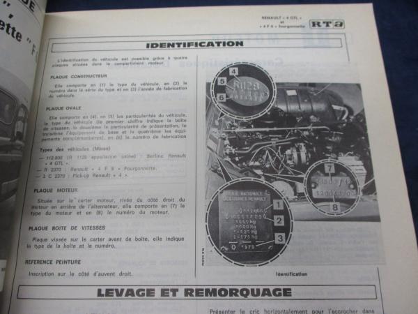 洋雑誌/仏文/ルノー・4 GTL et 4 TL/整備書/revue technique