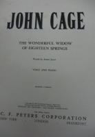 輸入楽譜/ヴォーカル+ピアノ譜/ジョン・ケージ/18の春を迎えた陽気な未亡人/PETERS/John Cage/The Wonderful Widow of Eighteen Springs/
大きさ縦約30cm×横約23cm/7P