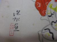 包装紙(熨斗紙) /文明堂 伊東深水(画) 縦約19cm×横約25cm
