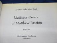 輸入楽譜/歌曲/バッハ/マタイ受難曲/BWV　244/BACH/Matthaus Passion/Barenreiter/ペイパーバック版/大きさ縦約27cm×横約19cm/304P　
