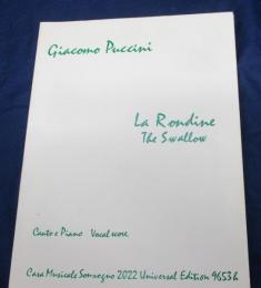輸入楽譜/ヴォーカル譜/プッチーニ/つばめ　全3幕収録/PUCCINI/LA RONDINE/UNIVERSAL EDITION/
/大きさ縦約30cm×横約23cm/208P