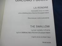 輸入楽譜/ヴォーカル譜/プッチーニ/つばめ　全3幕収録/PUCCINI/LA RONDINE/UNIVERSAL EDITION/
/大きさ縦約30cm×横約23cm/208P
