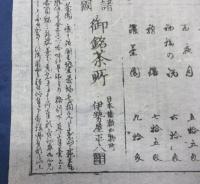 チラシ/お茶価格表/岩代須賀川　吉岡屋伝吉/大きさ縦約25cm×横約32cm/
日本橋　伊勢屋平八/大きさ縦約16cm×横約23cm/2枚セット