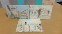 木版画絵葉書「アメリカの兵隊さん」袋付き３枚