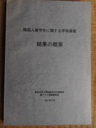 韓国人留学生に関する学術調査　1997年
