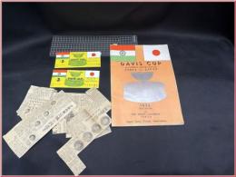 【テニスパンフレット】半券2枚付!!当時新聞スクラップ付!!【Daviscup-デビスカップ　1956年-　インドvs日本】TENNIS　