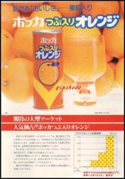 【清涼飲料水チラシ】【ポッカ　つぶ入りオレンジ】昭和レトロ　A4サイズ　一枚　昭和50年代