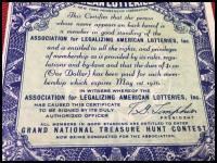 【1936年　米国　宝くじ　全米寶探し協会南加支部会員証　籤2枚　申し込み証　郵送実逓封筒　5点セット】非合法宝くじ　トレジャーハントコンテスト