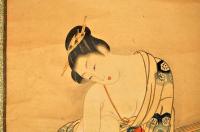 無落款　肉筆浮世繪　爪を切る女