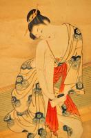 無落款　肉筆浮世繪　爪を切る女