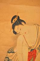 無落款　肉筆浮世繪　爪を切る女