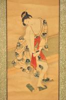 無落款　肉筆浮世繪　爪を切る女