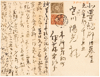 伊藤左千夫自筆書簡及葉書　寒川鼠骨宛　『野菊の墓』が漱石から激賞された喜びを鼠骨に傳えた一通