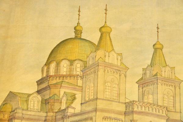 ニコライ堂復活大聖堂復興圖及肉筆水彩画 岡田信一郎 1929年頃-