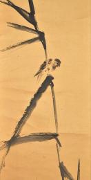 三井萬里筆　芦雀画幅