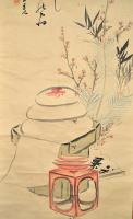 霞堂山樵筆　俳画賛幅