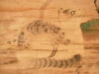 猫と牡丹画幅　古画