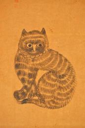 新田猫繪幅　猫神様　俳画賛　新田勝利生