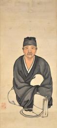 松尾芭蕉座像画幅　金井烏洲画