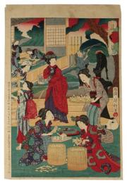 錦絵　蚕草