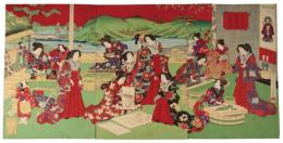 錦絵　皇后宮様蚕製糸場御遊覧之図