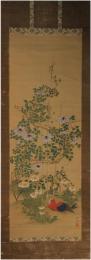 掛軸　金子金陵　「花鳥図」