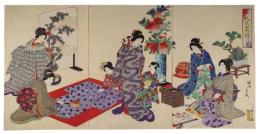 錦絵　女礼式裁縫の景