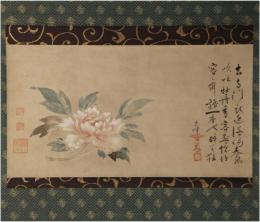 掛軸　江月和尚賛　牡丹図