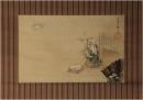 掛軸　月岡雪鼎　「きぬた之図」