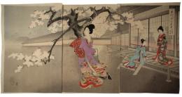 錦絵　千代田乃大奥　お庭の夜桜