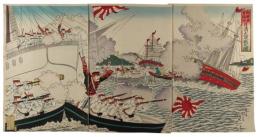 錦絵　朝鮮国豊島沖日清大激戦之図