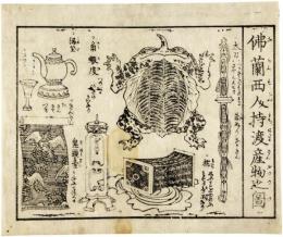 かわらばん　仏蘭西人持渡産物之図