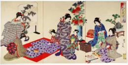 錦絵　女礼式裁縫の景