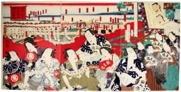 錦絵　成田不動尊御着御道筋諸人群集図