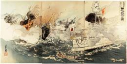 錦絵　日清戦争太孤山沖日艦戦勝之図