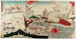 錦絵　朝鮮国豊島沖日清大激戦之図