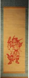 掛軸　鍾馗菖蒲露図　蘭春斉画