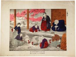 徳川三代幼君闘鶏遊覧　彦左衛門以下当従之図