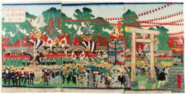 錦絵　上野公園地楽車印練込賑ひの図