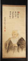 掛軸　神農尊像　尹寿画