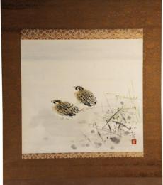 掛軸　田中以知庵　『鶉』