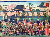 仁徳天皇難波都御所江御行幸之圖