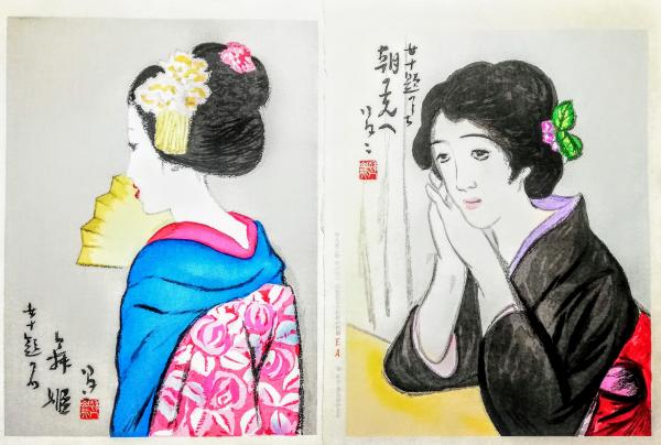 竹久夢二　YUMEJITAKEHISA手刷版　素描夢二の女　素描1枚摺50枚入 竹下夢二 ゆかたの女 港屋 復刻木版画【Yumeji Takeshita, Woman
