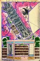 歌舞伎座當り狂言関之戸　組上　三枚続　立版古　組上絵　組立絵