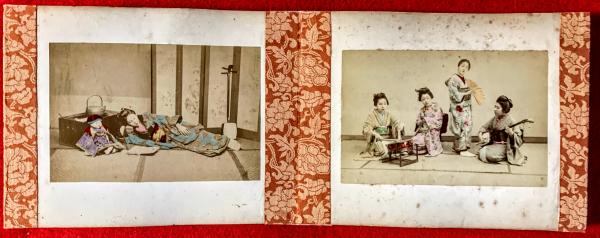 明治期手彩色写真帳 ：蒔絵表紙・女性風俗20図 / 古本、中古本、古