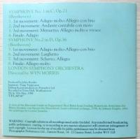 CD BEETHOVEN SYMPHONY No.1/SYMPHONY No.2　ベートーヴェン　ウィン・モリス指揮　ロンドン交響楽団　b

