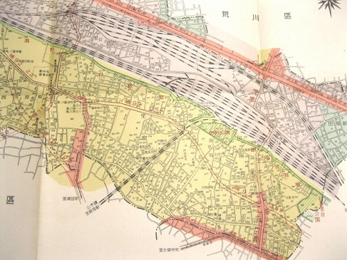 古地図 『東京特別都市計画図 北区（瀧野川）〔用途地域・街路