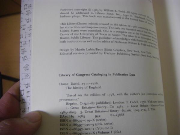 The history of England 6冊揃 デイビット・ヒューム イングランド史